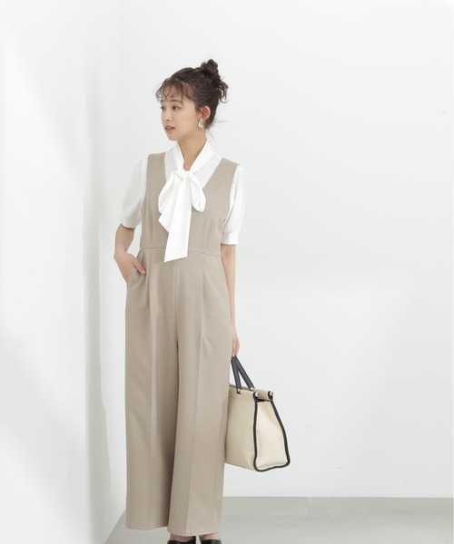 N.(N. Natural Beauty Basic)(エヌエヌナチュラルビューティーベーシック)の「◆Vネックサロペット(サロペット/オーバーオール・レディース・ブラック/ベージュ・MEDIUM)」の7枚目の写真