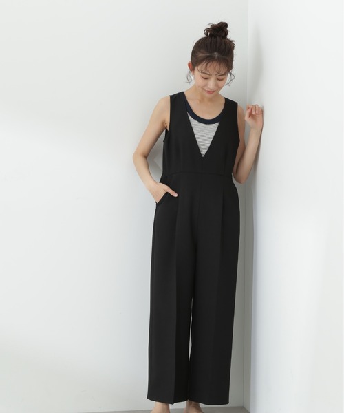 N.(N. Natural Beauty Basic)(エヌエヌナチュラルビューティーベーシック)の「◆Vネックサロペット(サロペット/オーバーオール・レディース・ブラック/ベージュ・MEDIUM)」の16枚目の写真