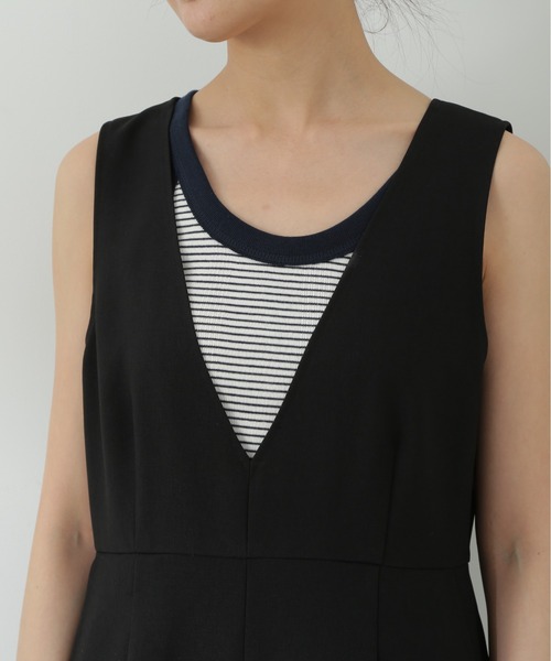 N.(N. Natural Beauty Basic)(エヌエヌナチュラルビューティーベーシック)の「◆Vネックサロペット(サロペット/オーバーオール・レディース・ブラック/ベージュ・MEDIUM)」の9枚目の写真