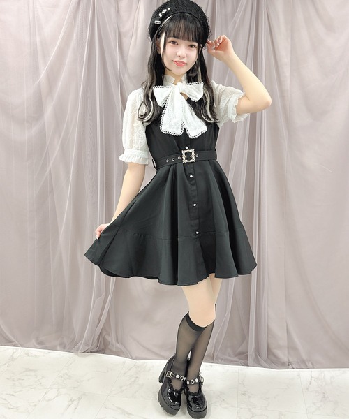 ROJITA（ロジータ）の「ベルト付きペプラムフレア半袖ワンピース（ワンピース・レディース・ピンク/ベージュ/ブラック・FREE）」の6枚目の写真