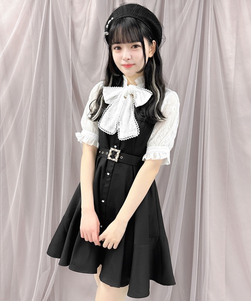 ROJITA（ロジータ）の「ベルト付きペプラムフレア半袖ワンピース（ワンピース・レディース・ピンク/ベージュ/ブラック・FREE）」の10枚目の写真