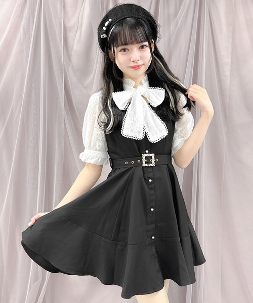 ROJITA（ロジータ）の「ベルト付きペプラムフレア半袖ワンピース（ワンピース・レディース・ピンク/ベージュ/ブラック・FREE）」の11枚目の写真