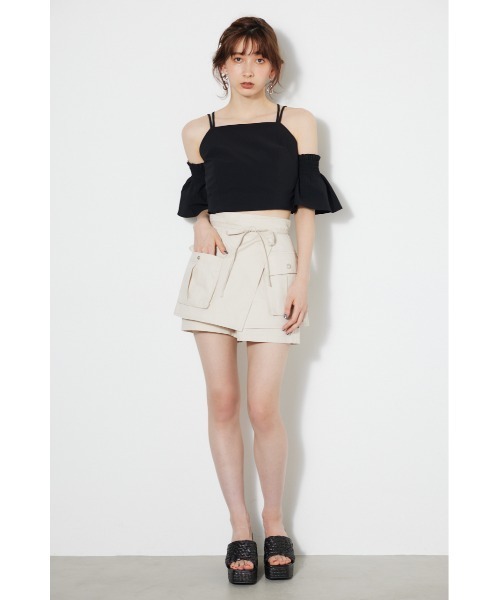 rienda（リエンダ）の「2WAYラップベルトショートパンツ（その他パンツ・レディース・ライトグリーン/アイボリー/ブラック・SMALL/X-SMALL/MEDIUM）」の4枚目の写真