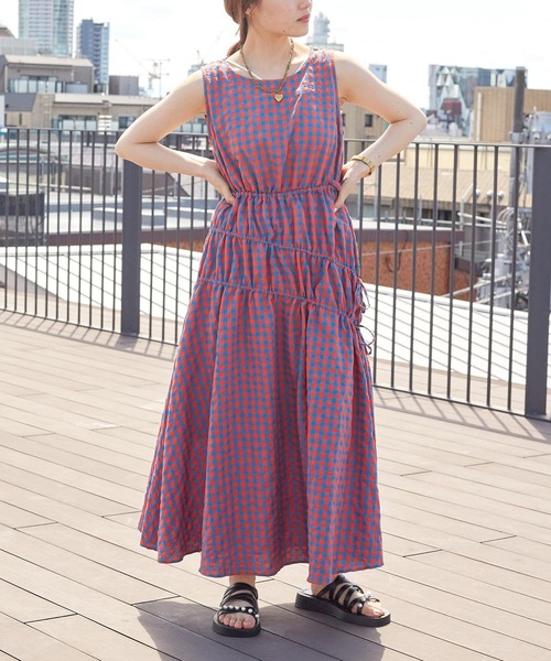 w closet（ダブルクローゼット）の「ノースリーブチェックワンピース