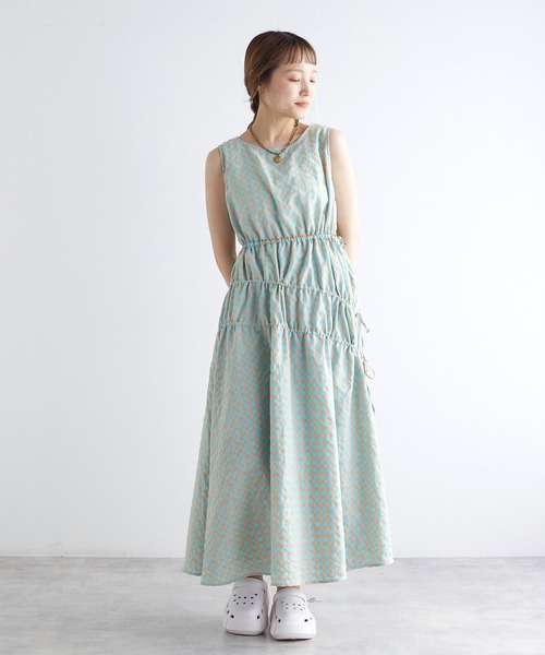 w closet（ダブルクローゼット）の「ノースリーブチェックワンピース