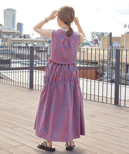 w closet（ダブルクローゼット）の「ノースリーブチェックワンピース