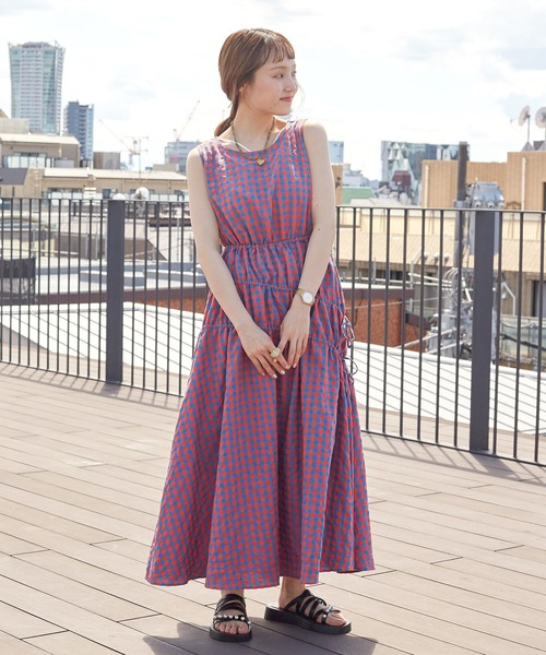 DOUBLE STANDARD CLOTHING ノースリーブチェックワンピース w closet（ダブルクローゼット）の「ノースリーブチェックワンピース