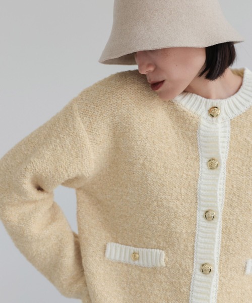 LOWRYS FARM（ローリーズファーム）の「ツイードカーディガンロングスリーブ　968107（カーディガン/ボレロ・レディース・ブラック/パープル/アイボリー・FREE）」の2枚目の写真