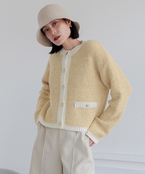 LOWRYS FARM（ローリーズファーム）の「ツイードカーディガンロングスリーブ　968107（カーディガン/ボレロ・レディース・ブラック/パープル/アイボリー・FREE）」の6枚目の写真