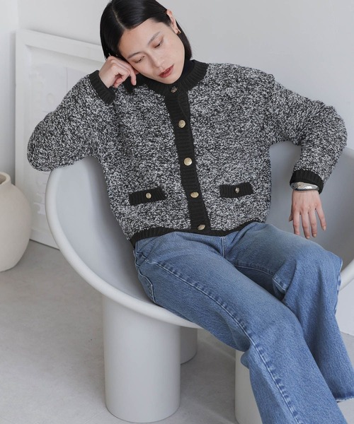 LOWRYS FARM（ローリーズファーム）の「ツイードカーディガンロングスリーブ　968107（カーディガン/ボレロ・レディース・ブラック/パープル/アイボリー・FREE）」の18枚目の写真