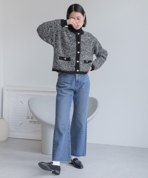 LOWRYS FARM（ローリーズファーム）の「ツイードカーディガンロングスリーブ　968107（カーディガン/ボレロ・レディース・ブラック/パープル/アイボリー・FREE）」の7枚目の写真