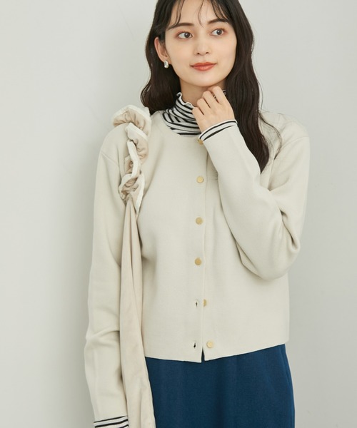 ROPE' PICNIC（ロペピクニック）の「RENU/ゴールドボタンカーディガン（カーディガン/ボレロ・レディース・オレンジ/キナリ/ネイビー/ブルー・38）」の2枚目の写真