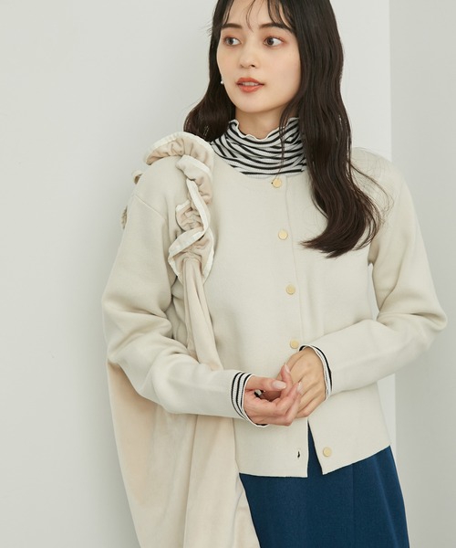 ROPE' PICNIC（ロペピクニック）の「RENU/ゴールドボタンカーディガン（カーディガン/ボレロ・レディース・オレンジ/キナリ/ネイビー/ブルー・38）」の7枚目の写真