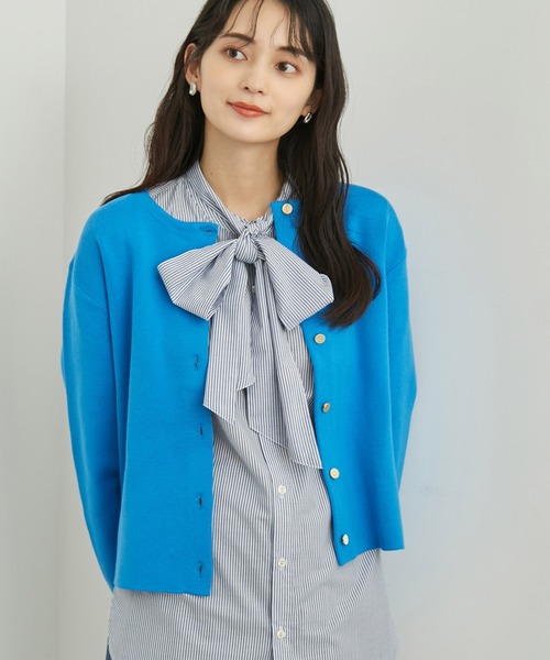 ROPE' PICNIC（ロペピクニック）の「RENU/ゴールドボタンカーディガン（カーディガン/ボレロ・レディース・オレンジ/キナリ/ネイビー/ブルー・38）」の14枚目の写真