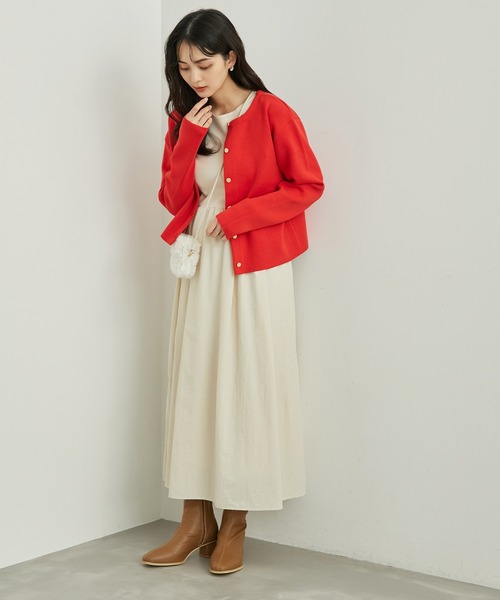 ROPE' PICNIC（ロペピクニック）の「RENU/ゴールドボタンカーディガン（カーディガン/ボレロ・レディース・オレンジ/キナリ/ネイビー/ブルー・38）」の16枚目の写真