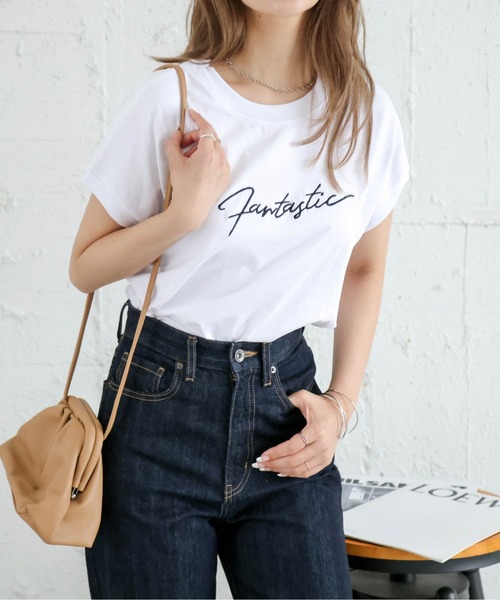 SUGAR BISKET（シュガービスケット）の「シンプル刺繍ロゴＴ（Tシャツ/カットソー・レディース・ミント/ブラック/ライトグレー/ホワイト・フリー）」の2枚目の写真