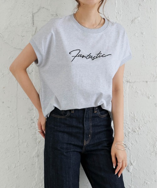 SUGAR BISKET（シュガービスケット）の「シンプル刺繍ロゴＴ（Tシャツ/カットソー・レディース・ミント/ブラック/ライトグレー/ホワイト・フリー）」の3枚目の写真