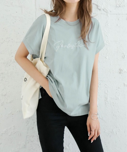 SUGAR BISKET（シュガービスケット）の「シンプル刺繍ロゴＴ（Tシャツ/カットソー・レディース・ミント/ブラック/ライトグレー/ホワイト・フリー）」の10枚目の写真