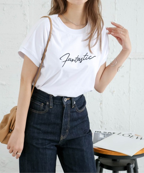 SUGAR BISKET（シュガービスケット）の「シンプル刺繍ロゴＴ（Tシャツ/カットソー・レディース・ミント/ブラック/ライトグレー/ホワイト・フリー）」の12枚目の写真