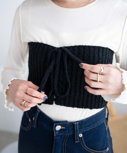 WEGO（ウィゴー）の「WEGO/マルチウェイレースアップベアトップ（チューブトップ・レディース・ブラック/オフホワイト・FREE）」の3枚目の写真