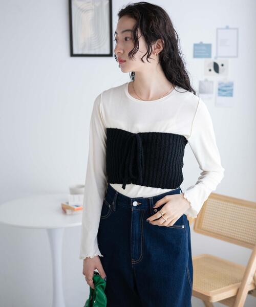 WEGO（ウィゴー）の「WEGO/マルチウェイレースアップベアトップ（チューブトップ・レディース・ブラック/オフホワイト・FREE）」の9枚目の写真