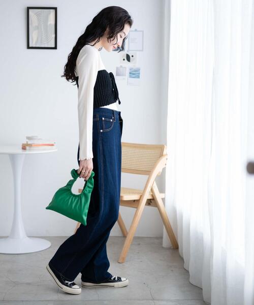 WEGO（ウィゴー）の「WEGO/マルチウェイレースアップベアトップ（チューブトップ・レディース・ブラック/オフホワイト・FREE）」の4枚目の写真