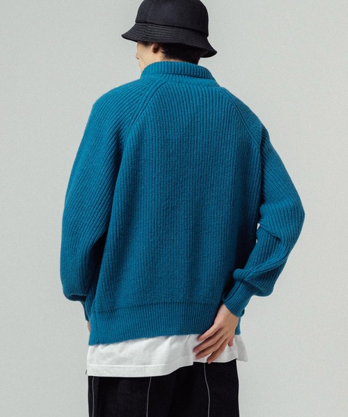 Ressaca（レサーカ）の「フルジップアップドライバーズニットセーター オーバーサイズ（ニット/セーター・メンズ・グリーン/ブルー/グレー/オレンジ/ブラック/ネイビー/オフホワイト/マスタード・M/L）」の13枚目の写真