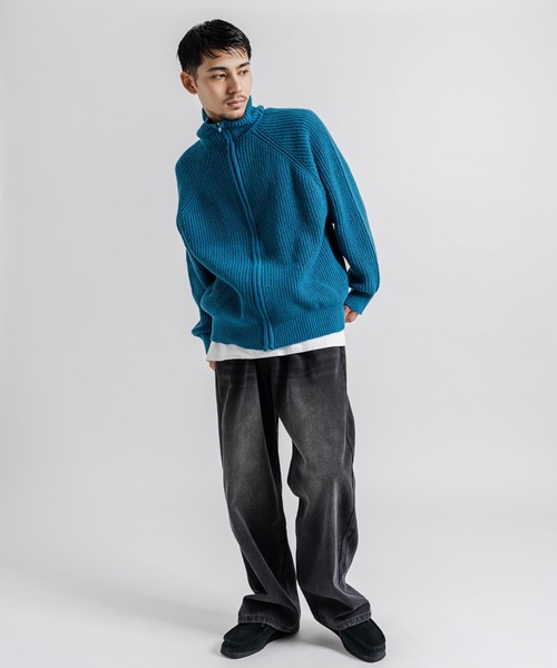 Ressaca（レサーカ）の「フルジップアップドライバーズニットセーター オーバーサイズ（ニット/セーター・メンズ・グリーン/ブルー/グレー/オレンジ/ブラック/ネイビー/オフホワイト/マスタード・M/L）」の19枚目の写真