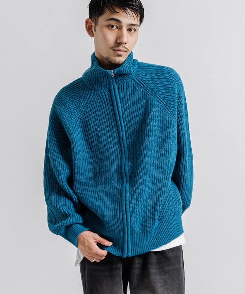 Ressaca（レサーカ）の「フルジップアップドライバーズニットセーター オーバーサイズ（ニット/セーター・メンズ・グリーン/ブルー/グレー/オレンジ/ブラック/ネイビー/オフホワイト/マスタード・M/L）」の16枚目の写真