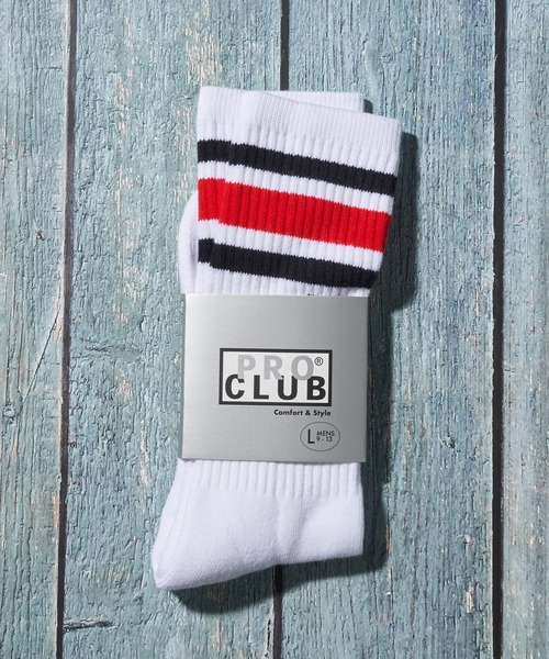 PRO CLUB （プロクラブ）の「【PRO CLUB】STRIPE CREW SOCK / スポーツクルーソックス（ソックス/靴下・メンズ・ホワイト系2/ホワイト系3/ブラック/ホワイト系4/ホワイト系1・LARGE/MEDIUM）」の3枚目の写真