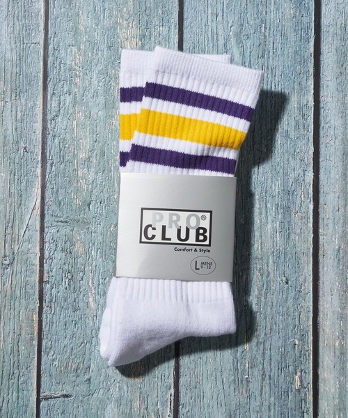 PRO CLUB （プロクラブ）の「【PRO CLUB】STRIPE CREW SOCK / スポーツクルーソックス（ソックス/靴下・メンズ・ホワイト系2/ホワイト系3/ブラック/ホワイト系4/ホワイト系1・LARGE/MEDIUM）」の4枚目の写真