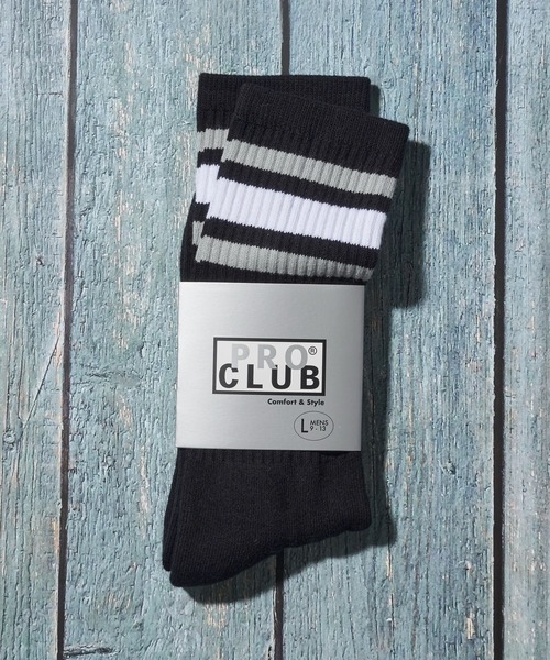 PRO CLUB （プロクラブ）の「【PRO CLUB】STRIPE CREW SOCK / スポーツクルーソックス（ソックス/靴下・メンズ・ホワイト系2/ホワイト系3/ブラック/ホワイト系4/ホワイト系1・LARGE/MEDIUM）」の5枚目の写真