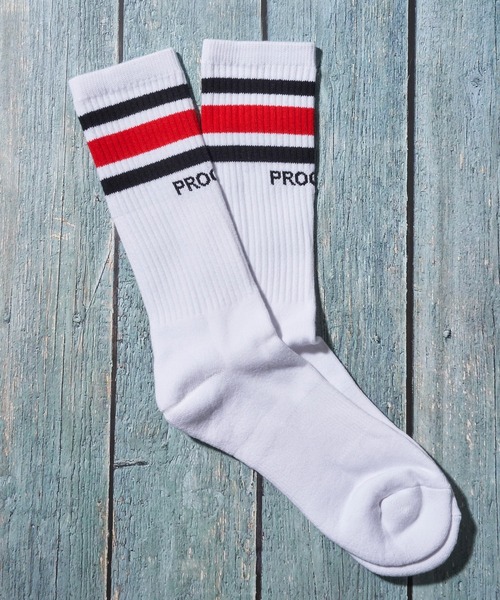 PRO CLUB （プロクラブ）の「【PRO CLUB】STRIPE CREW SOCK / スポーツクルーソックス（ソックス/靴下・メンズ・ホワイト系2/ホワイト系3/ブラック/ホワイト系4/ホワイト系1・LARGE/MEDIUM）」の7枚目の写真