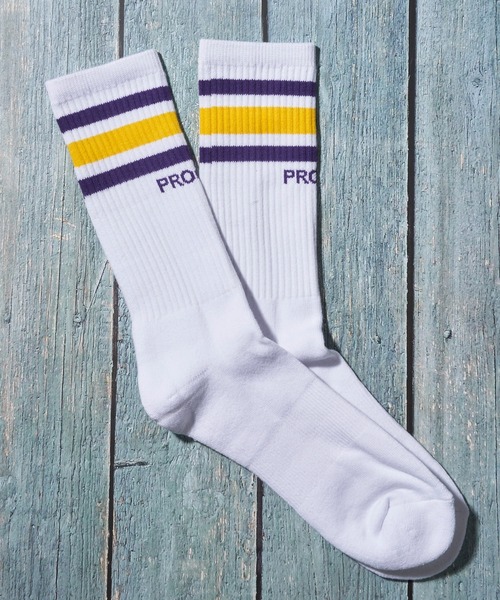 PRO CLUB （プロクラブ）の「【PRO CLUB】STRIPE CREW SOCK / スポーツクルーソックス（ソックス/靴下・メンズ・ホワイト系2/ホワイト系3/ブラック/ホワイト系4/ホワイト系1・LARGE/MEDIUM）」の8枚目の写真