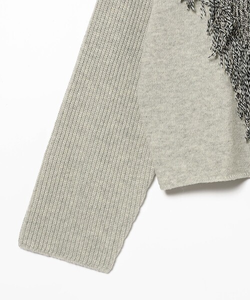 Ray BEAMS（レイビームス）の「RBS / フリンジ キリカエ プルオーバー ニット（ニット/セーター・レディース・カーキ/ライトグレー・ONE SIZE）」の13枚目の写真