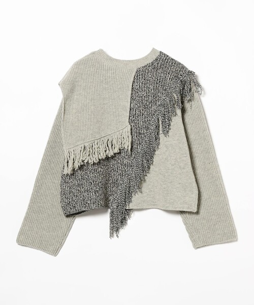 Ray BEAMS（レイビームス）の「RBS / フリンジ キリカエ プルオーバー ニット（ニット/セーター・レディース・カーキ/ライトグレー・ONE SIZE）」の14枚目の写真