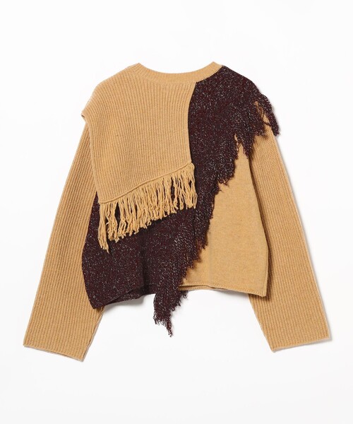 Ray BEAMS（レイビームス）の「RBS / フリンジ キリカエ プルオーバー ニット（ニット/セーター・レディース・カーキ/ライトグレー・ONE SIZE）」の17枚目の写真