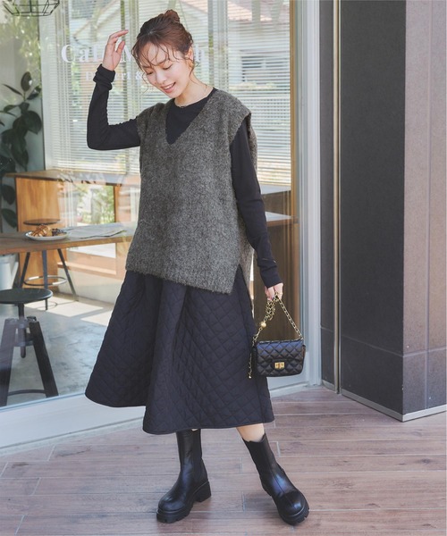 titivate(ティティベイト)の「深Vシャギーニットベスト(ベスト・レディース・モカ/グレー/チャコール・M)」の10枚目の写真