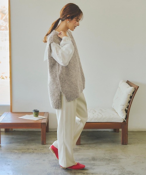 titivate(ティティベイト)の「深Vシャギーニットベスト(ベスト・レディース・モカ/グレー/チャコール・M)」の14枚目の写真