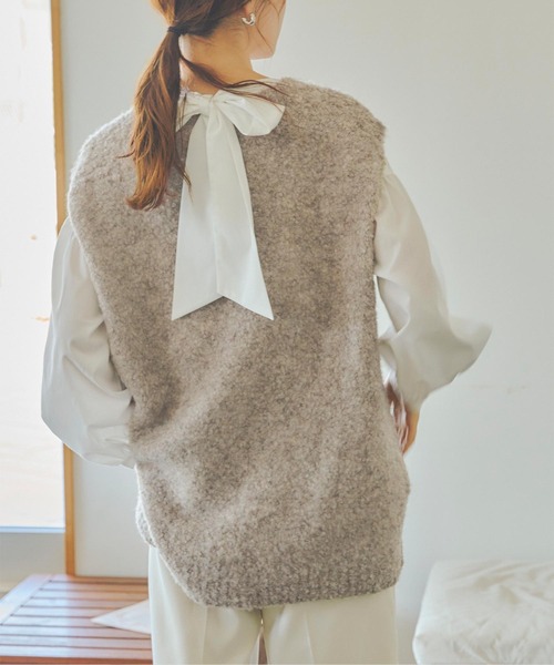 titivate(ティティベイト)の「深Vシャギーニットベスト(ベスト・レディース・モカ/グレー/チャコール・M)」の15枚目の写真