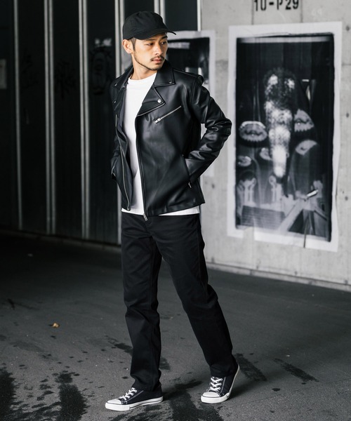 ダブルライダースフェイクレザージャケット（ライダースジャケット）｜Rocky Monroe（ロッキーモンロー）