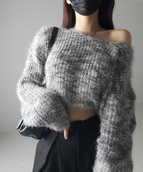 me+em select(ミームセレクト)の「※※【 3color 】フラッフィーメランジルーズシャギーニット【韓国製】(ニット/セーター・レディース・ピンク/グレー/ブラック・FREE)」の12枚目の写真