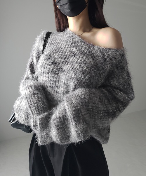 me+em select(ミームセレクト)の「※※【 3color 】フラッフィーメランジルーズシャギーニット【韓国製】(ニット/セーター・レディース・ピンク/グレー/ブラック・FREE)」の15枚目の写真