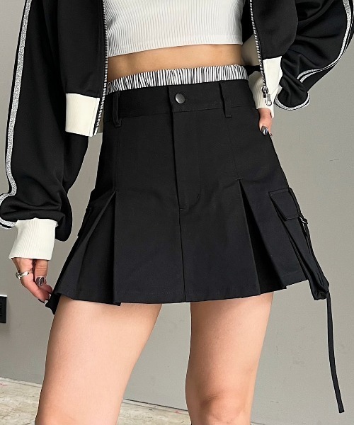 PAGEBOY（ページボーイ）の「レイヤードカーゴミニスカート（スカート・レディース・ベージュ/チャコールグレー/ブラック・FREE）」の4枚目の写真