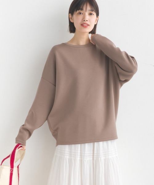 OMNES(オムネス)の「ダンボールニットコクーンシルエット長袖プルオーバー(Tシャツ/カットソー・レディース・モカ/アイボリー/ブラック/カーキ/チャコール/グレイッシュベージュ・FREE)」の2枚目の写真