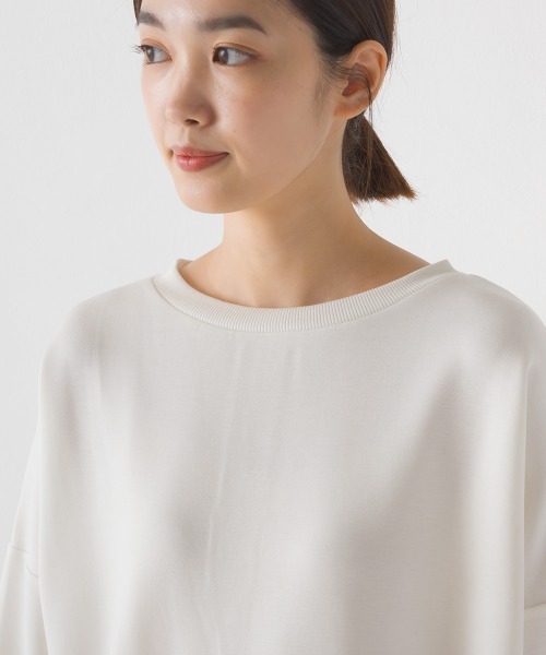 OMNES(オムネス)の「ダンボールニットコクーンシルエット長袖プルオーバー(Tシャツ/カットソー・レディース・モカ/アイボリー/ブラック/カーキ/チャコール/グレイッシュベージュ・FREE)」の7枚目の写真