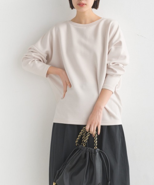 OMNES(オムネス)の「ダンボールニットコクーンシルエット長袖プルオーバー(Tシャツ/カットソー・レディース・モカ/アイボリー/ブラック/カーキ/チャコール/グレイッシュベージュ・FREE)」の12枚目の写真