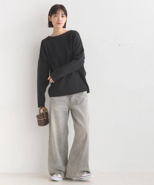 OMNES(オムネス)の「ダンボールニットコクーンシルエット長袖プルオーバー(Tシャツ/カットソー・レディース・モカ/アイボリー/ブラック/カーキ/チャコール/グレイッシュベージュ・FREE)」の20枚目の写真