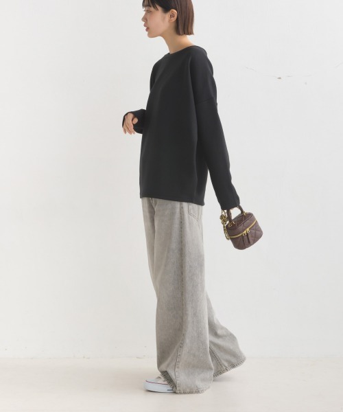OMNES(オムネス)の「ダンボールニットコクーンシルエット長袖プルオーバー(Tシャツ/カットソー・レディース・モカ/アイボリー/ブラック/カーキ/チャコール/グレイッシュベージュ・FREE)」の21枚目の写真
