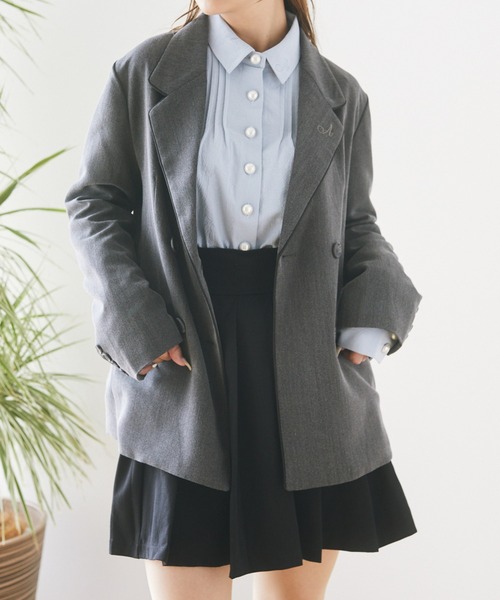 Areeam(アリーム)の「パイピングダブルジャケット(その他アウター・レディース・チャコールグレー/ブラウン系その他4・FREE)」の1枚目の写真